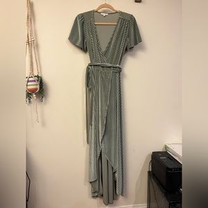 Baltic Born green ribbed wrap dress, maxi length